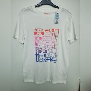 Cat & Jack White T-Shirt with Video Game Console Design